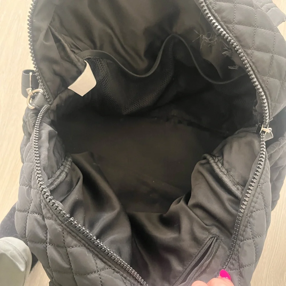 Quilted Black Tote Bag - personal item flight